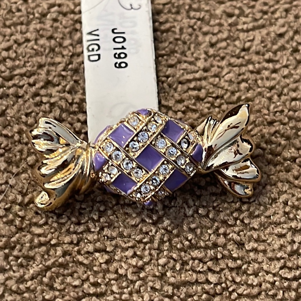 Faux Diamond Crystal Stone Piece of Candy Brooch
